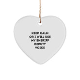 Funny Sheriff Deputy Gifts, Heart Ornament Keepsake for Sheriff Deputy Lover, Gifts from Men to Sheriff Deputy Friends at Christmas - Image 1